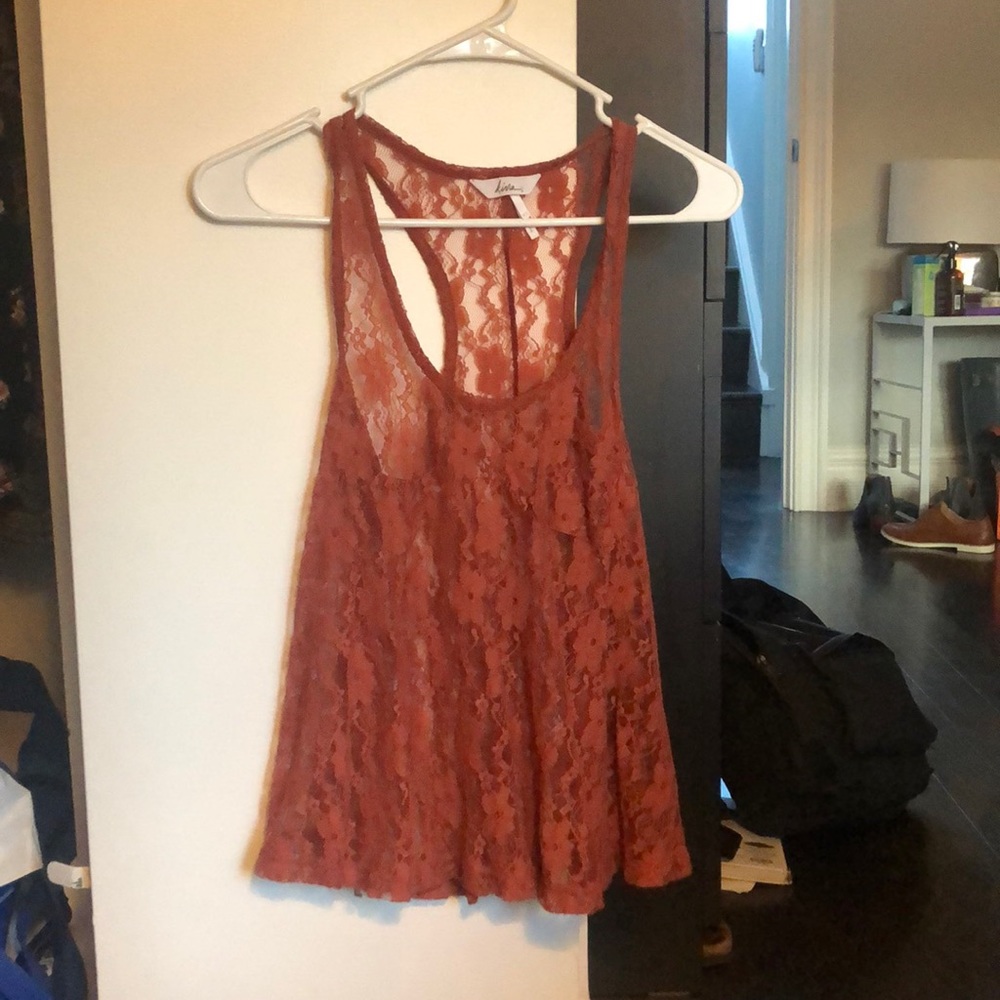Burnt orange lace tank